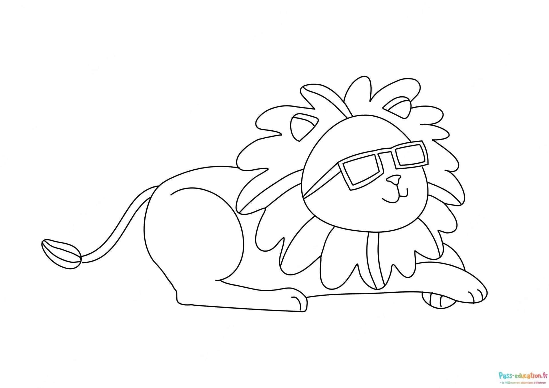 Lion relax à lunettes