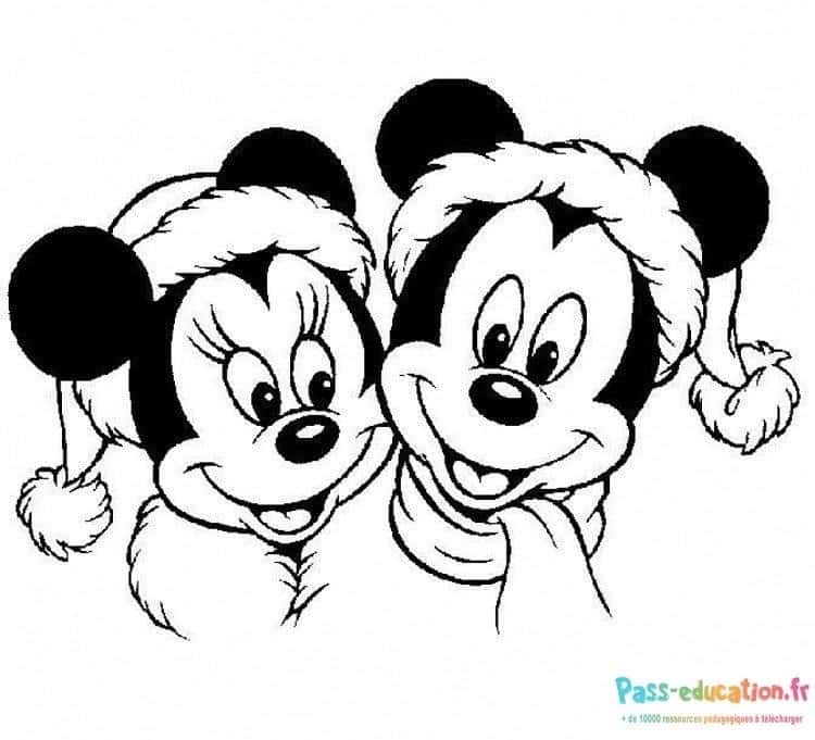 Mickey et Minnie hiver gratuit à imprimer