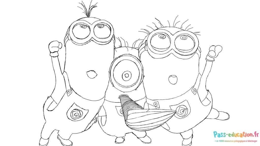 Trois Minions joyeux