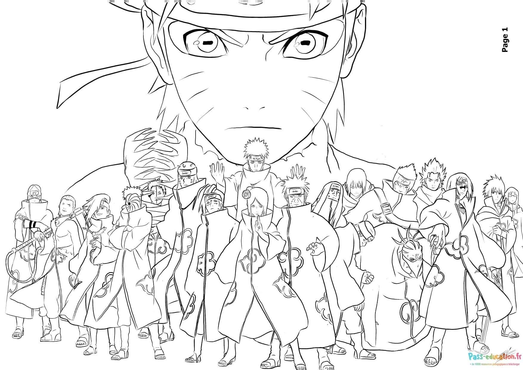 Naruto et ses compagnons à colorier gratuitement