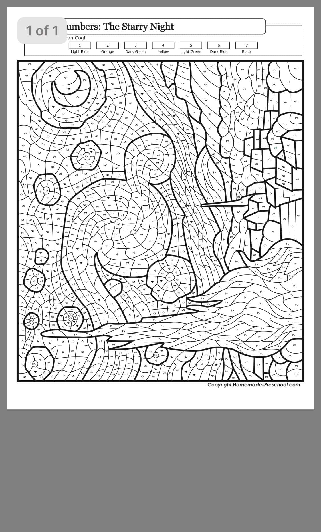 Nuit étoilée coloriage gratuit à imprimer