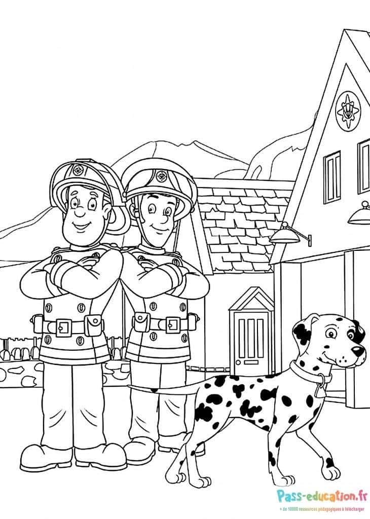 Pompiers et chien