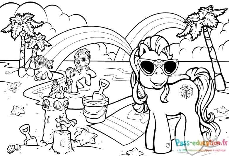 Poneys à la plage