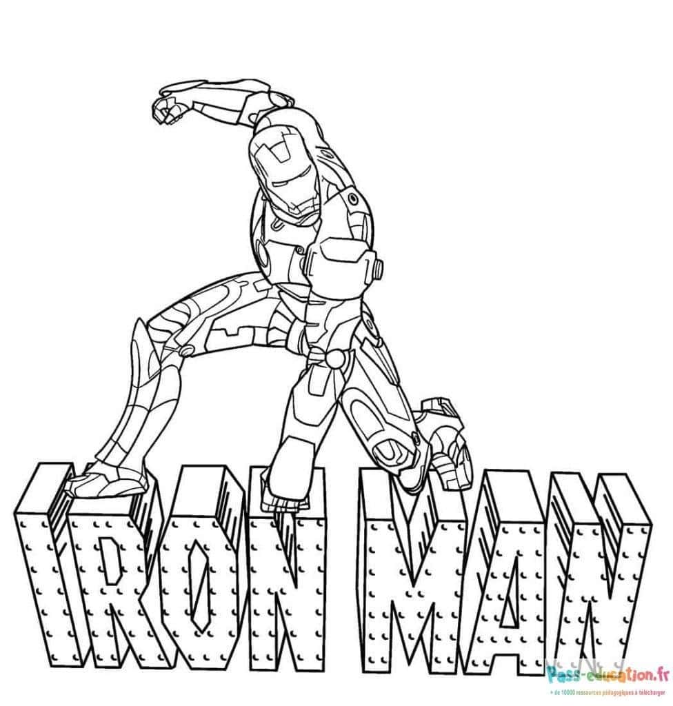 Pose dynamique d'Iron Man gratuit à imprimer