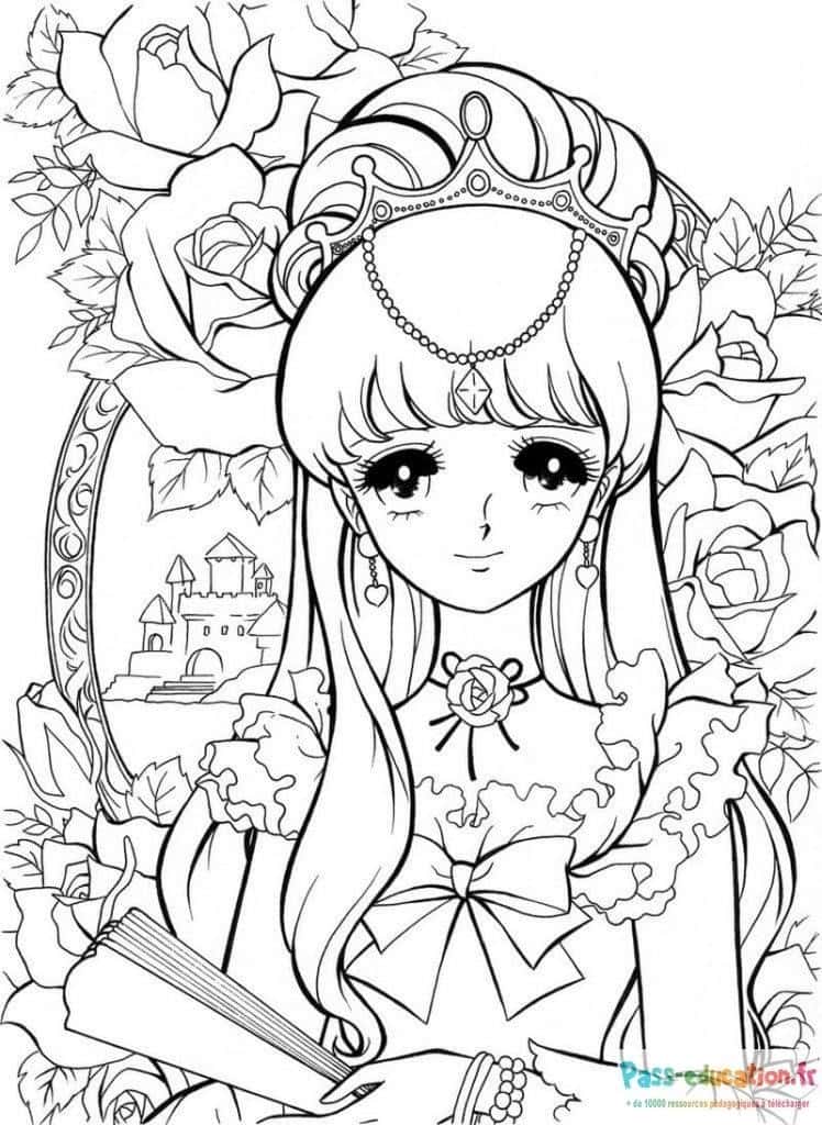 Princesse élégante coloriage gratuit à imprimer