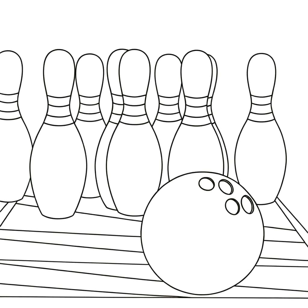 Quilles et boule de bowling