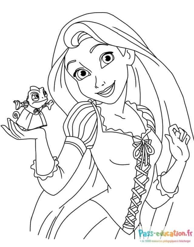 Raiponce et Pascal coloriage gratuit à imprimer