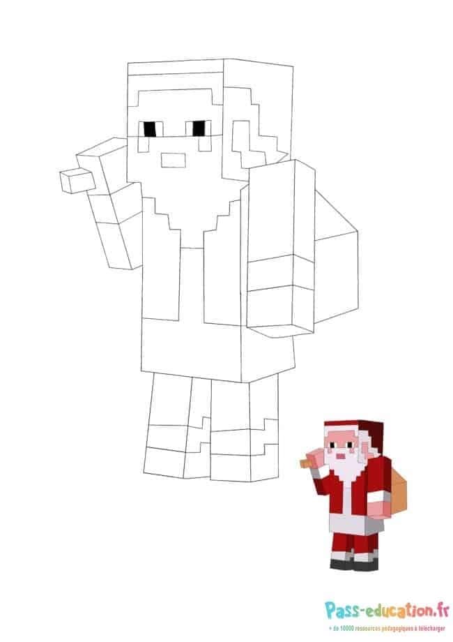 Santa pixelisé Minecraft gratuit à imprimer