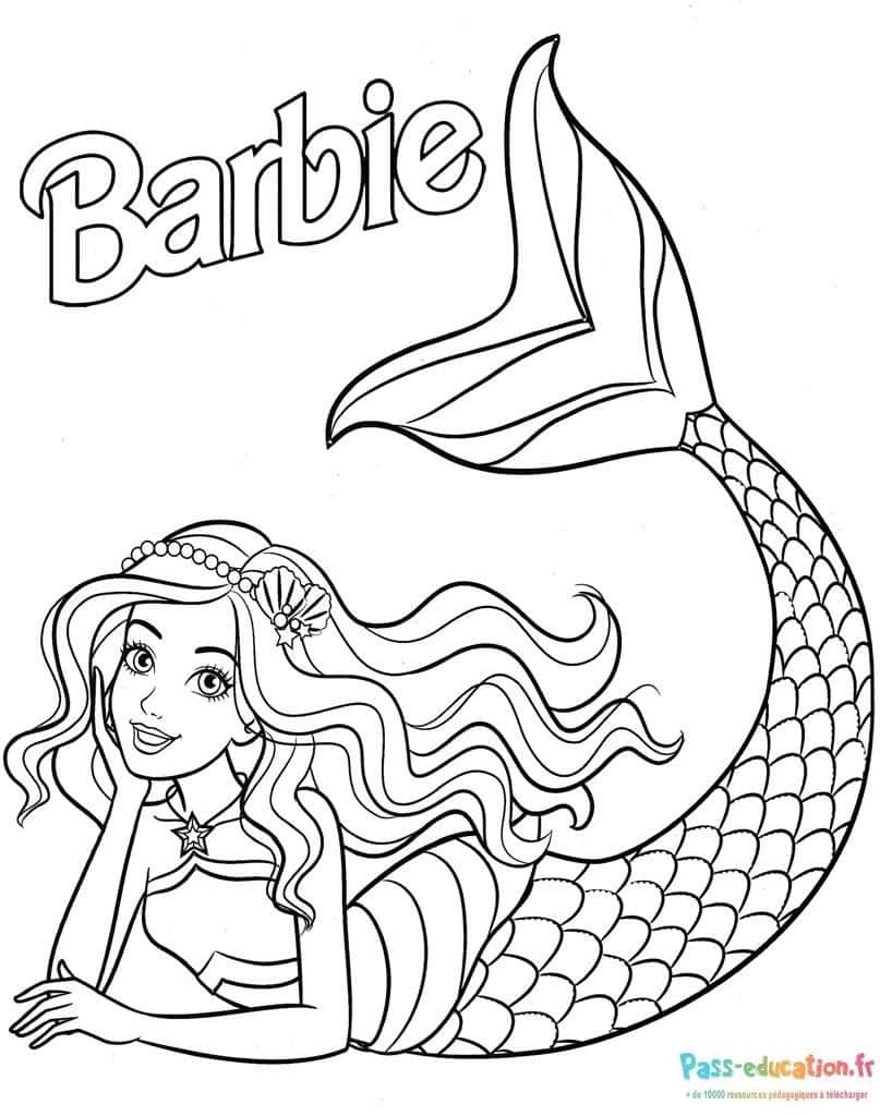 Sirène Barbie coloriage gratuit à imprimer