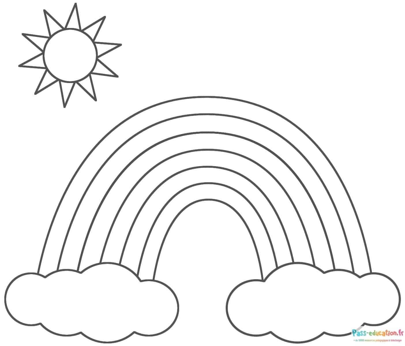 Soleil arc-en-ciel nuages gratuit à imprimer