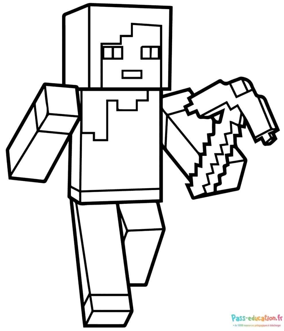 Steve avec pioche Minecraft gratuit à imprimer