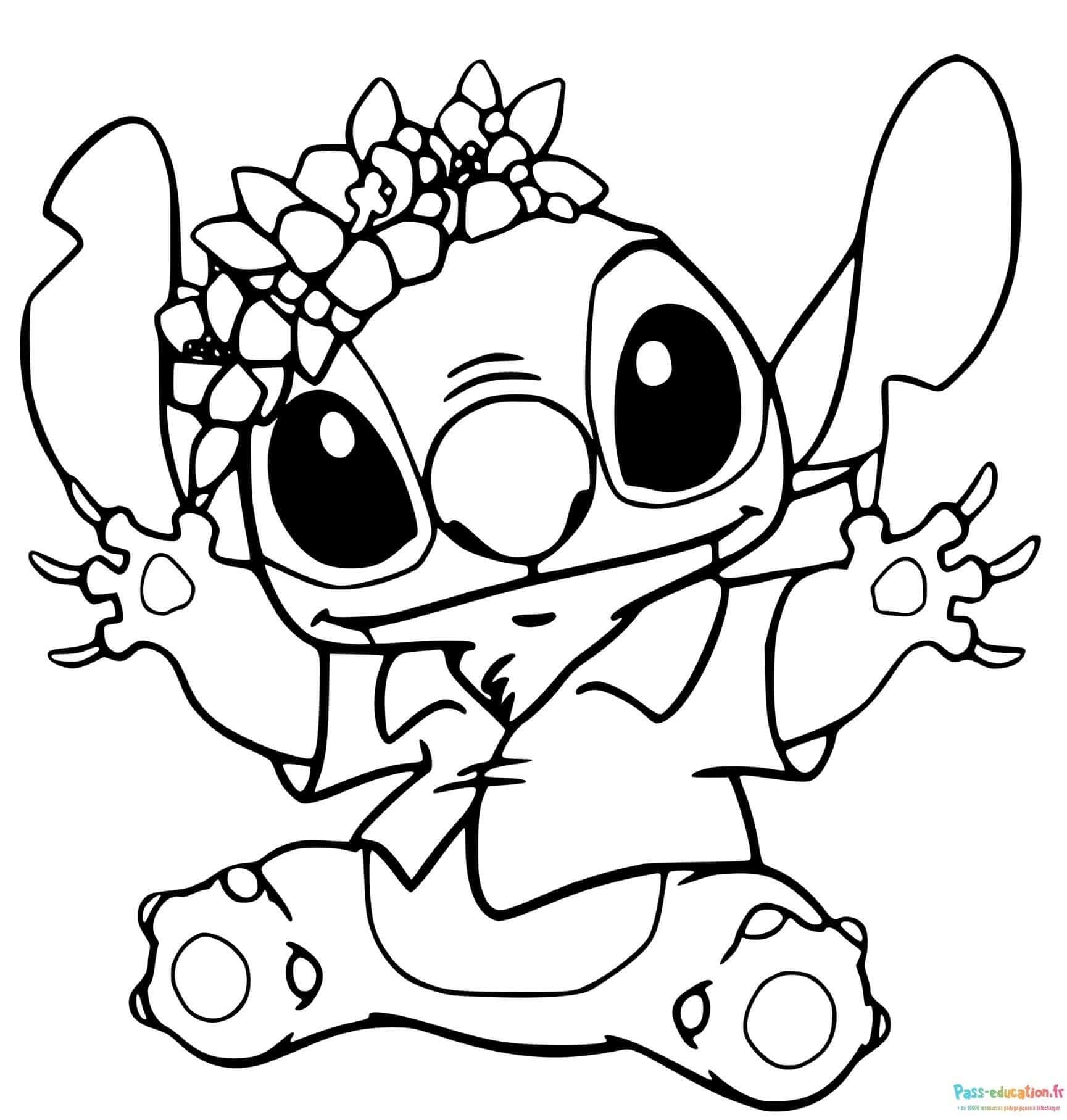 Stitch avec des fleurs