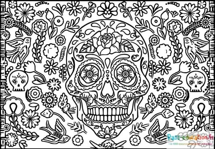 Tête de mort mexicaine colorée gratuite à imprimer